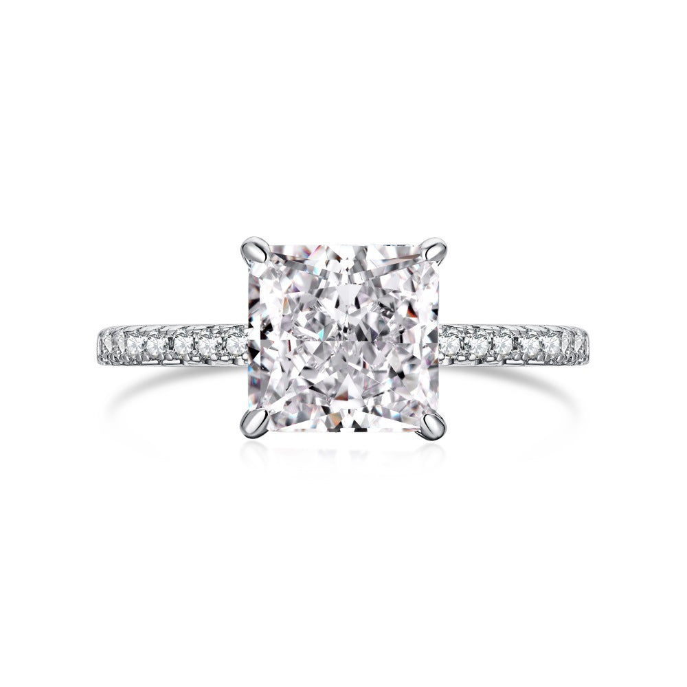 S925 Sterling Silver Ring for Women 8A Ice Flower Cut Zircon Inlaid Geometric Heart High-end Feel Women's Jewelry