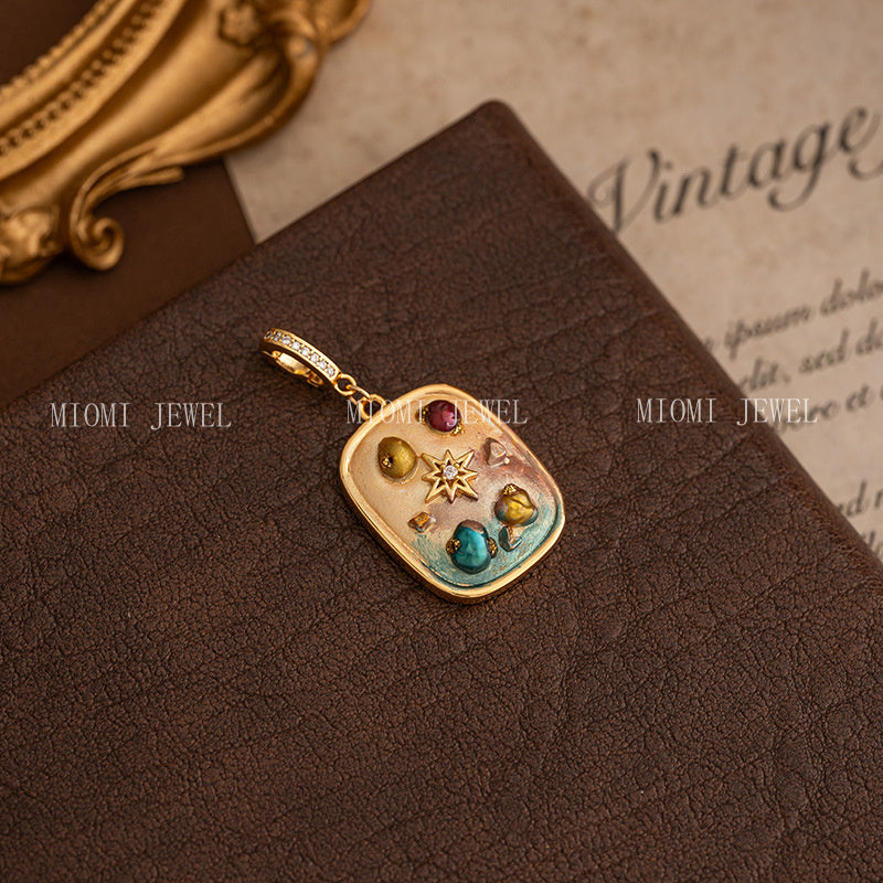 Natural Baroque Pearl Necklace Universal Clasp Pendant Exquisite Oil Drop Flower Oil Painting Style Retro Versatile Women's Necklace