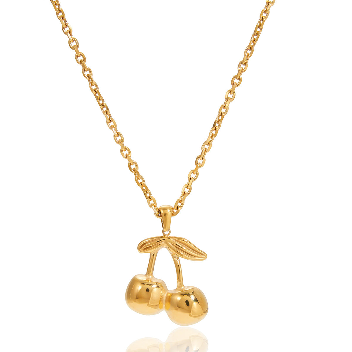 Cherry Titanium Steel Necklace Accessories for Women, Light Luxury High-End Clavicle Chain, 18k Stainless Steel Jewelry