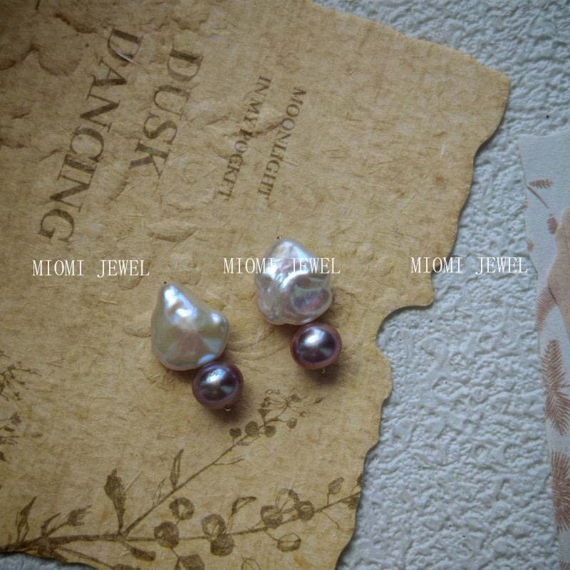 Natural Pearl Turquoise Pink Crystal Amethyst Irregular 925 Silver Needle Irregular Earrings Ear Jewelry