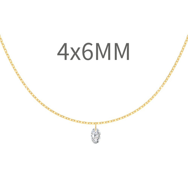 S925 Silver Single Diamond Drilled Water Drop Shape Zircon Multi-size Pendant Necklace Light Luxury High-end Feel Layered Wear