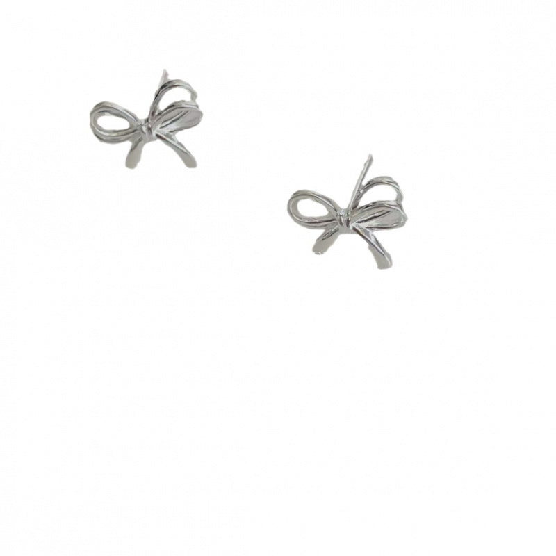 s925 Sterling Silver Earrings Wind Bowknot Simple Design Sense Niche Design