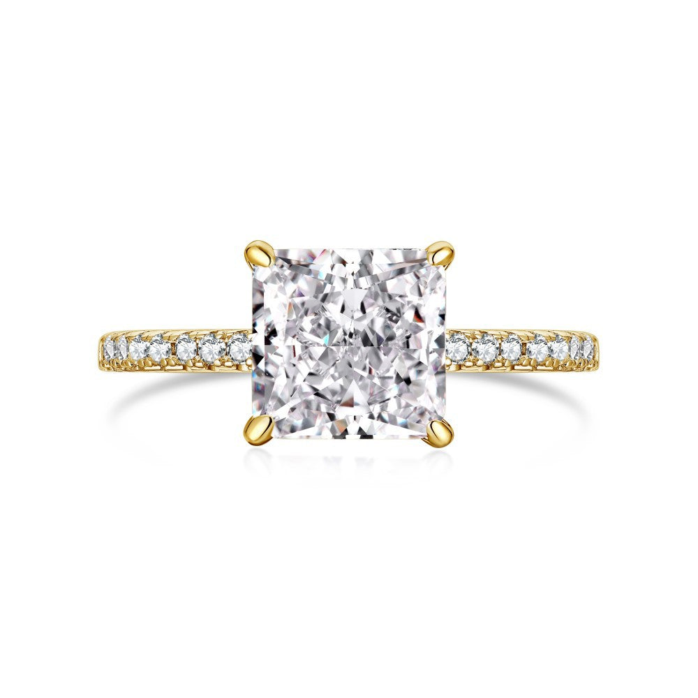 S925 Sterling Silver Ring for Women 8A Ice Flower Cut Zircon Inlaid Geometric Heart High-end Feel Women's Jewelry