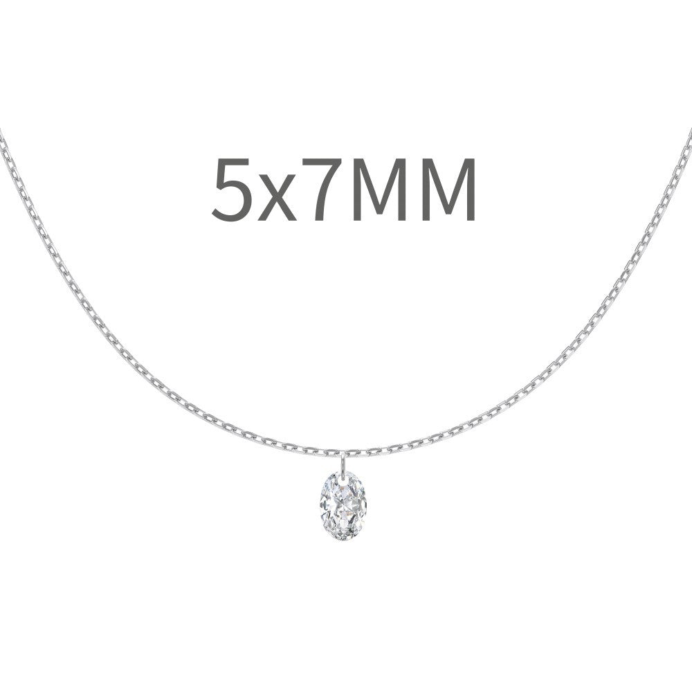 S925 Silver Single Diamond Drilled Water Drop Shape Zircon Multi-size Pendant Necklace Light Luxury High-end Feel Layered Wear