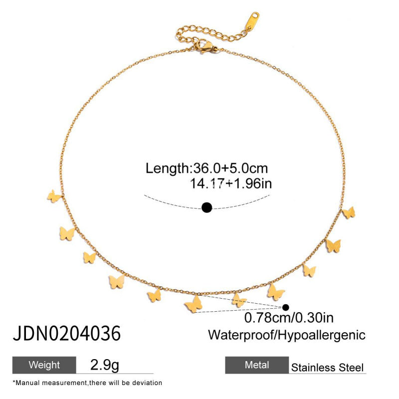 Titanium Steel Zircon Necklace for Women, Light Luxury High-End Clavicle Chain, Non-Fading Stainless Steel Jewelry