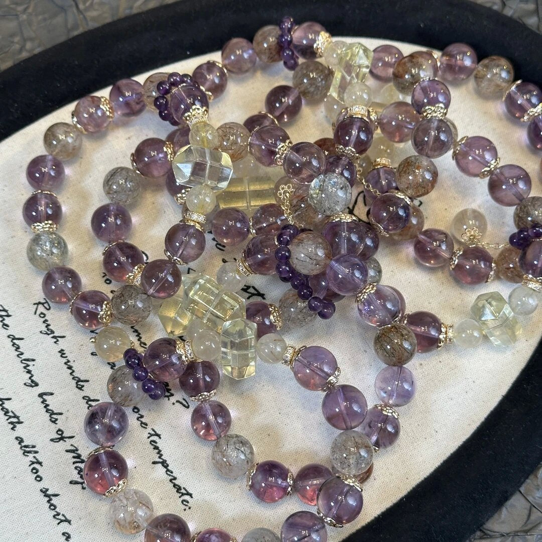 Natural Amethyst Bracelet for Women Single Circle Purple Aura Bracelet Gift for Girlfriend or Best Friend Fashionable Light Luxury Versatile