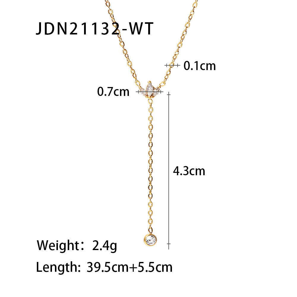 18k Titanium Steel Zircon Necklace Light Luxury High-end Clavicle Chain Non-fading Jewelry Stainless Steel Accessories
