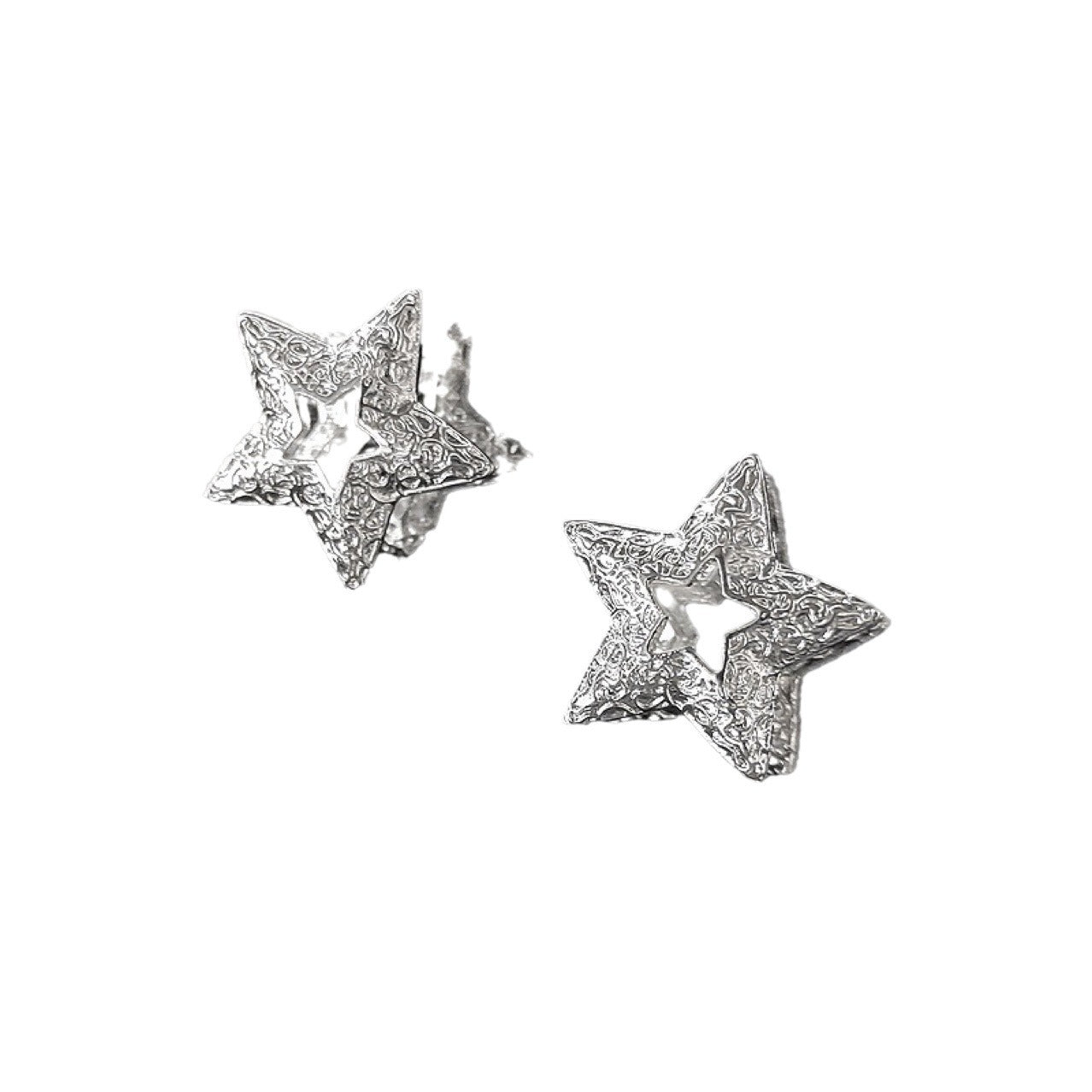 Korean Style Tang Grass Pattern 925 Silver Lucky Star Earrings for Women New Simple Fashion Trendy Personality Exquisite