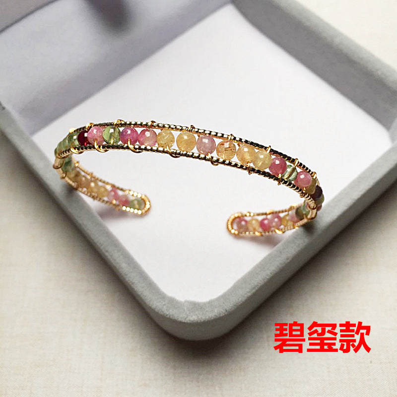 Crystal Bracelet Garnet Tourmaline Labradorite Strawberry Crystal and Other Styles 14K Gold Plated Color Retention