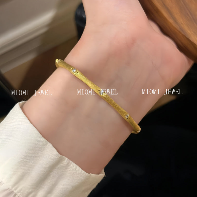 S925 Sterling Silver Starlight Brushed Ribbon Bracelet Exquisite Circle Versatile Silver Bracelet