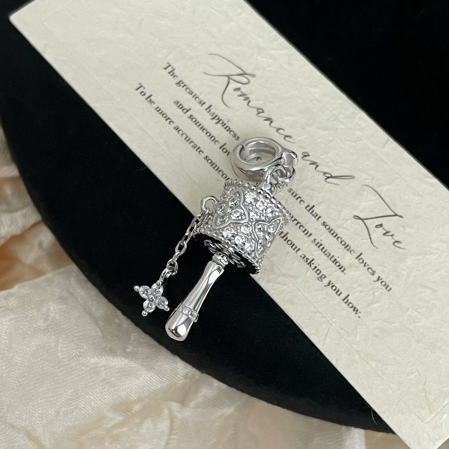 S925 Sterling Silver Rotating Gold Tube Pendant, Rotatable, Inlaid with Diamonds, High-End Unique Pendant, Niche Light Luxury Exquisite