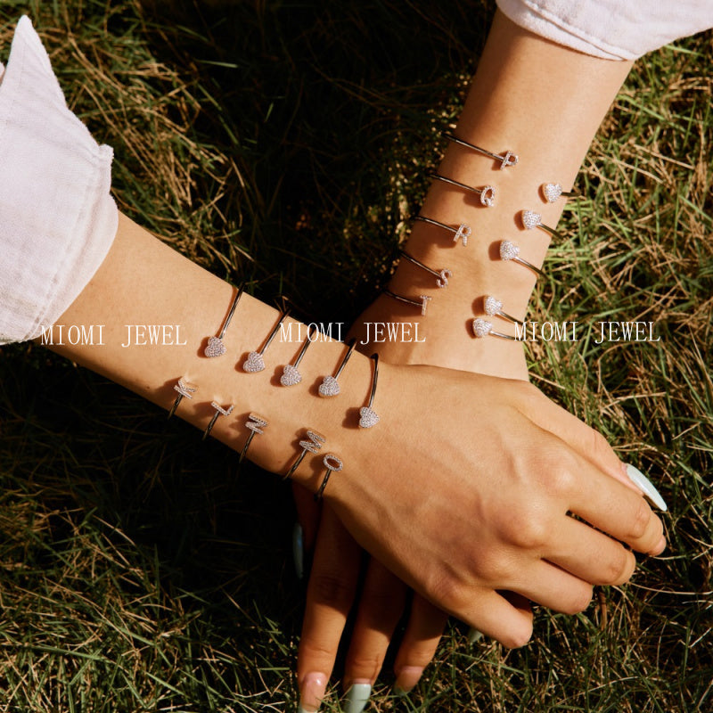 S925 Sterling Silver English Letter Bracelet for Women with Micro Pave Zirconia, Light Luxury Personality Style Bracelet
