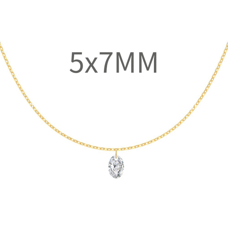 S925 Silver Single Diamond Drilled Water Drop Shape Zircon Multi-size Pendant Necklace Light Luxury High-end Feel Layered Wear