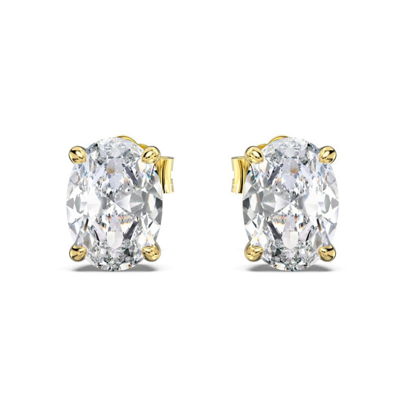 Cross-Border Hot-Selling S925 Sterling Silver Sugar Cube Earrings Four-Prong White Pear-Shaped Heart-Shaped Oval Water Drop Super Sparkling Earrings