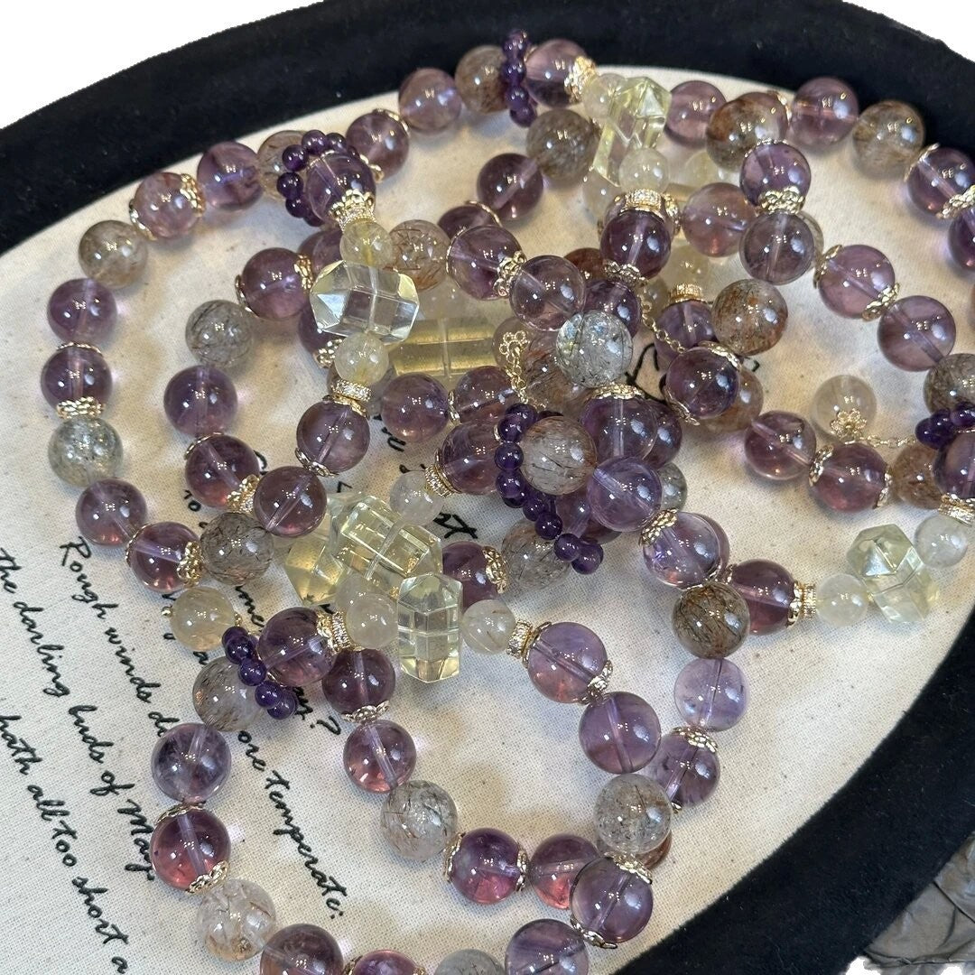 Natural Amethyst Bracelet for Women Single Circle Purple Aura Bracelet Gift for Girlfriend or Best Friend Fashionable Light Luxury Versatile