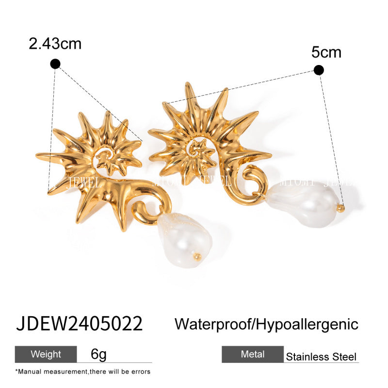 Stainless Steel Sunflower Earrings Niche Design Sense Ear Jewelry Non-Fading Titanium Steel Stud Earrings Accessories