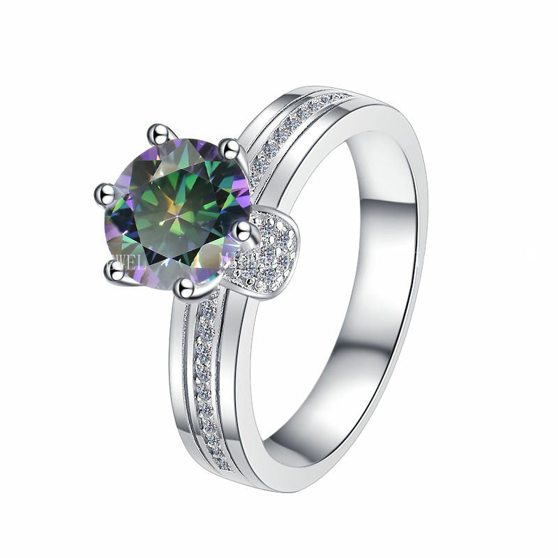 925 Sterling Silver Ring Fashionable High-end Feel Proposal Engagement Adjustable Moissanite Ring Trendy GRA