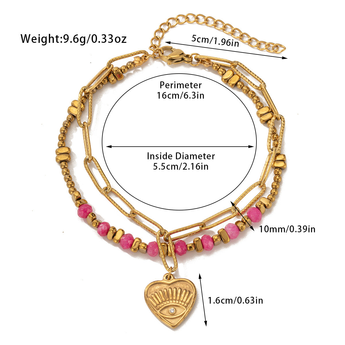 Hot-Selling Jewelry Titanium Steel Bracelet Bohemian Style Natural Stone Beaded Bracelet Double-Layer Women's Bracelet