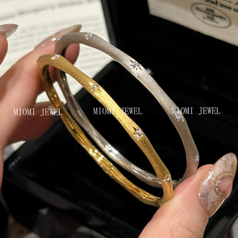 S925 Sterling Silver Starlight Brushed Ribbon Bracelet Exquisite Circle Versatile Silver Bracelet