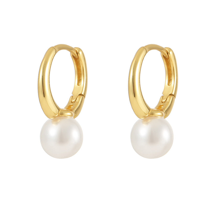 S925 Silver French Style Pearl Earrings for Women Elegant Socialite Simple Earrings High-end Feel