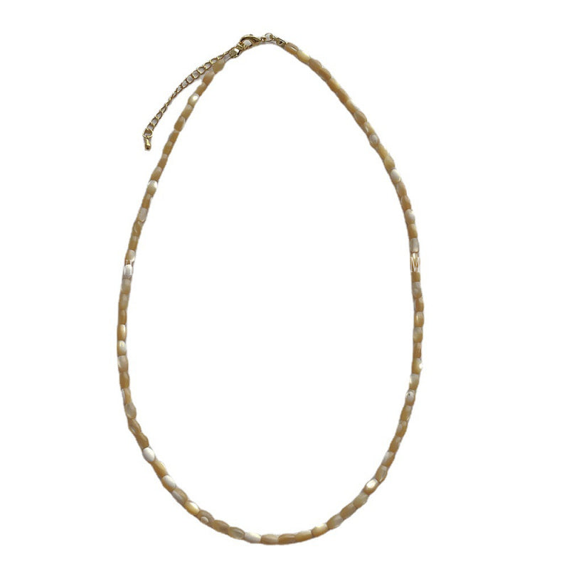 Minimalist Design Natural Shell Bead Necklace for Women Beach Vacation Style Versatile Collarbone Chain