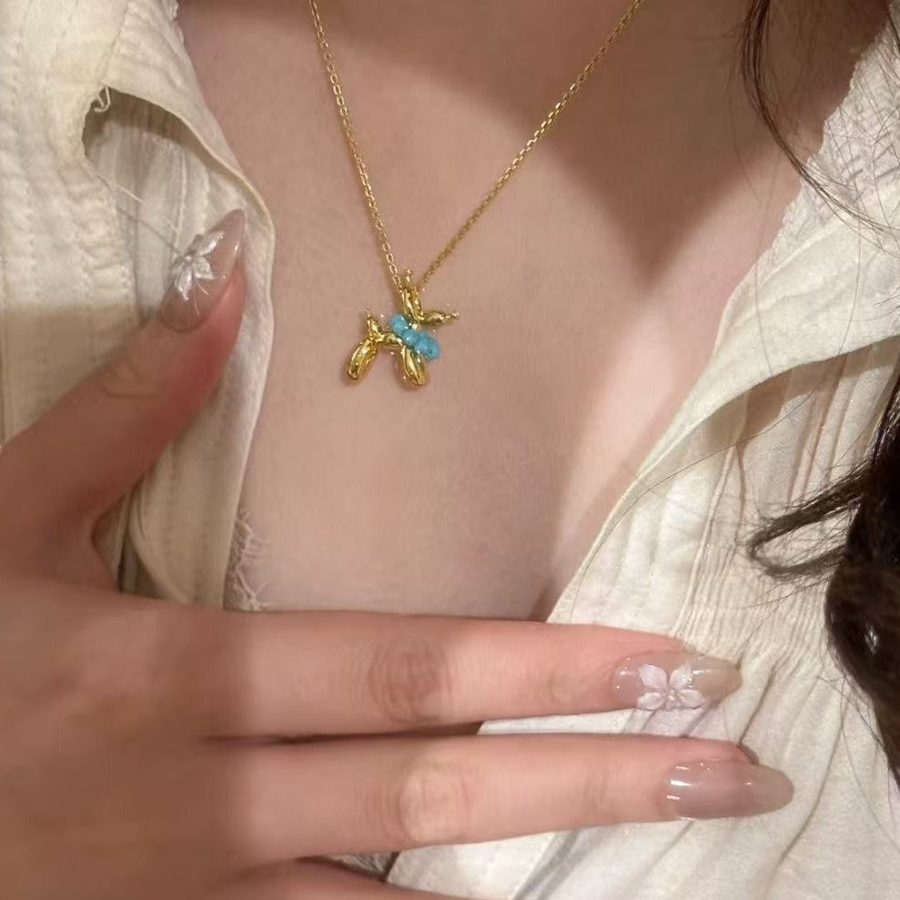 Jackson Wang Same Style Balloon Dog Necklace Balloon Puppy Necklace Pendant DIY Personalized Cartoon Versatile Collarbone Chain for Women