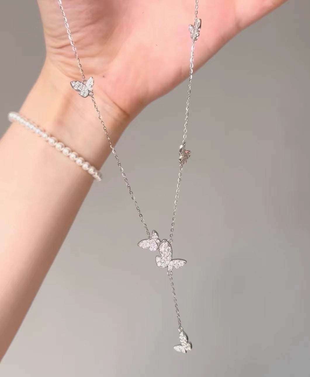 Sterling Silver S925Real Gold Plated Fairy Butterfly Necklace High Carbon Diamond Light Luxury High-end Exquisite Niche Jewelry