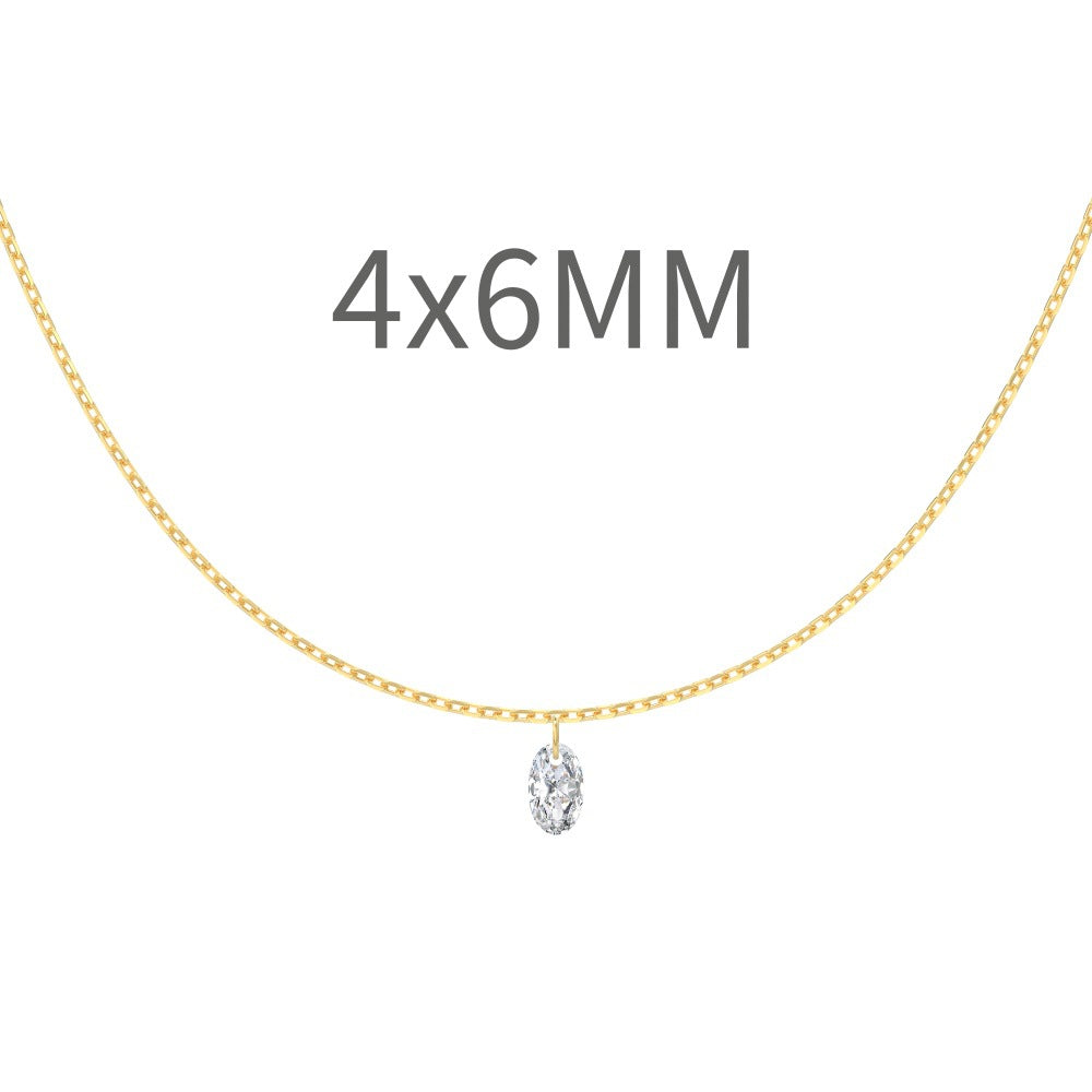 S925 Silver Single Diamond Drilled Water Drop Shape Zircon Multi-size Pendant Necklace Light Luxury High-end Feel Layered Wear
