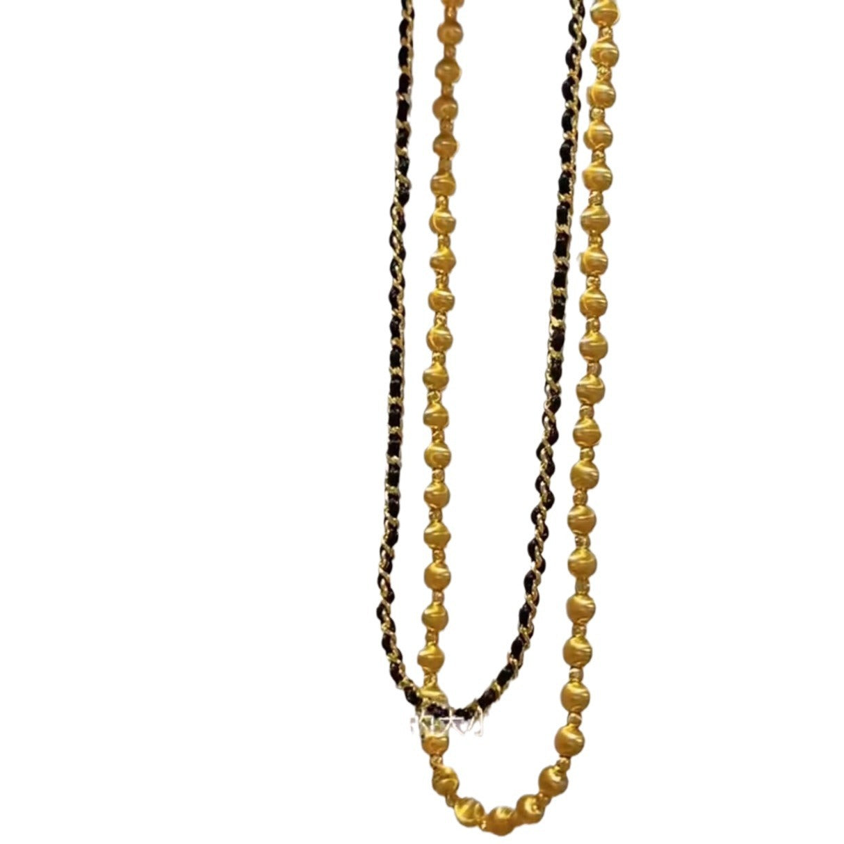 Sterling Silver S925 Real Gold Plated Cat's Eye Bead Necklace Bracelet Dual-use Light Luxury High-end Exquisite Niche Design