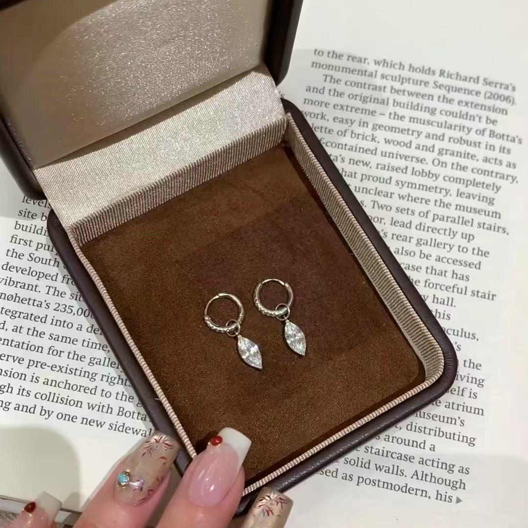 Pure Silver S925 Mermaid Tears Drop Niche Design Full Diamond Exquisite Light Luxury Hoop Earrings Ear Jewelry