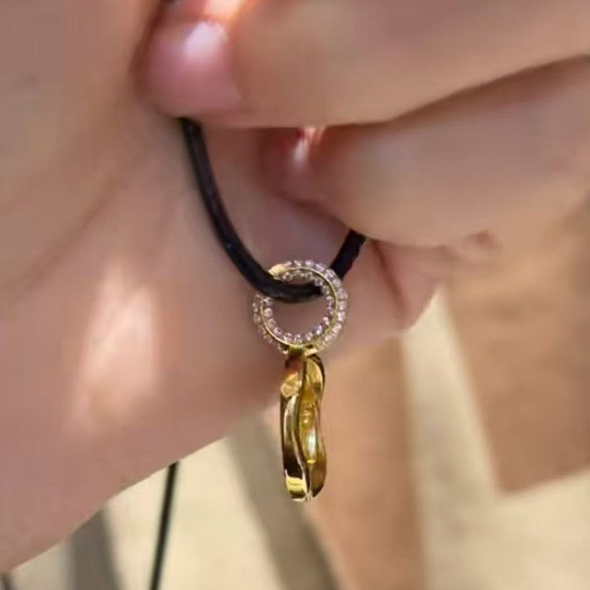 Pure Silver S925 Cross Double-Sided Wear Unisex Couple Style Black Rope Necklace Exquisite and Simple