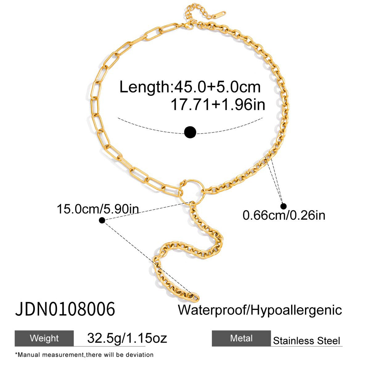 Stainless Steel Chain Y-Chain Light Luxury High-End Necklace Titanium Steel Long Necklace Autumn Winter Sweater Chain