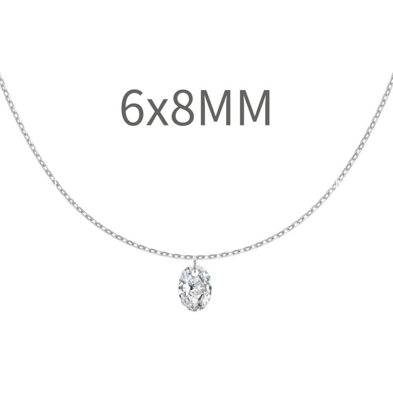 S925 Silver Single Diamond Drilled Water Drop Shape Zircon Multi-size Pendant Necklace Light Luxury High-end Feel Layered Wear