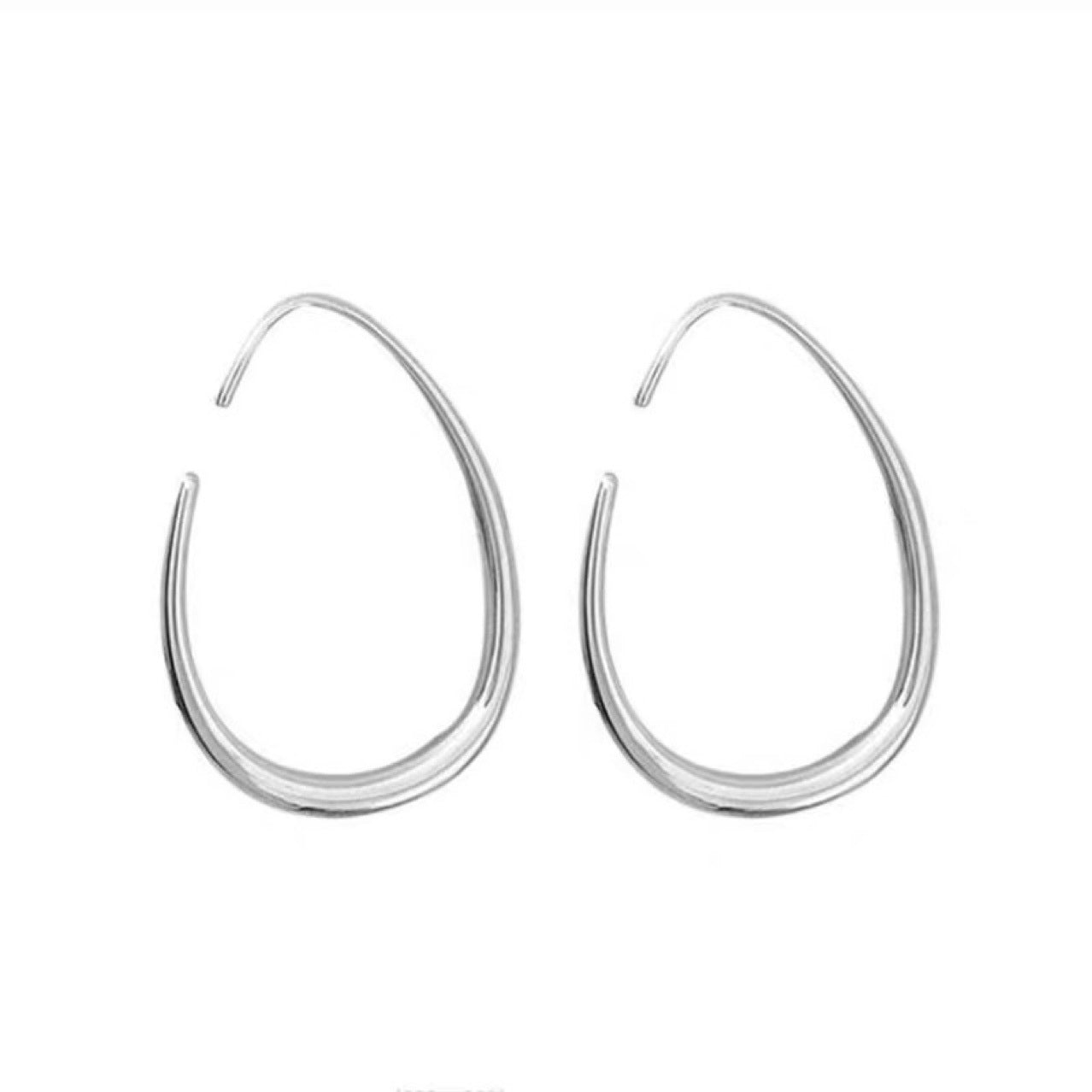 Korean Version 925 Sterling Silver Minimalist Style Circle Water Drop Earrings Women's Fashion Exaggerated Large Hoop Earrings