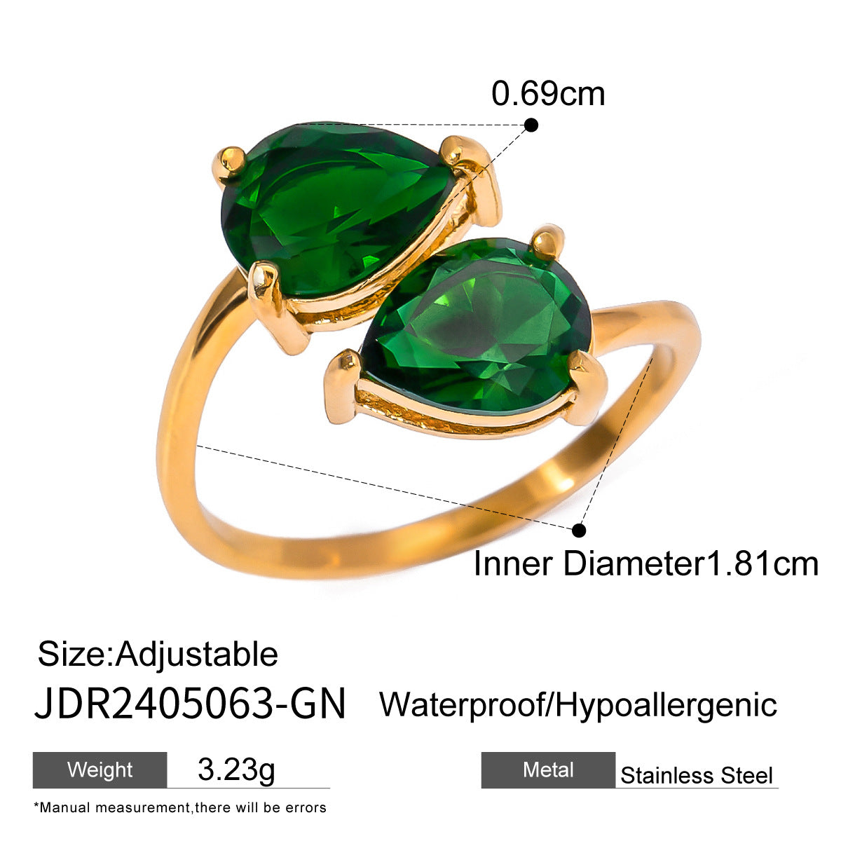 Stainless Steel Zircon Ring High-End Ins Jewelry Titanium Steel Open Rings