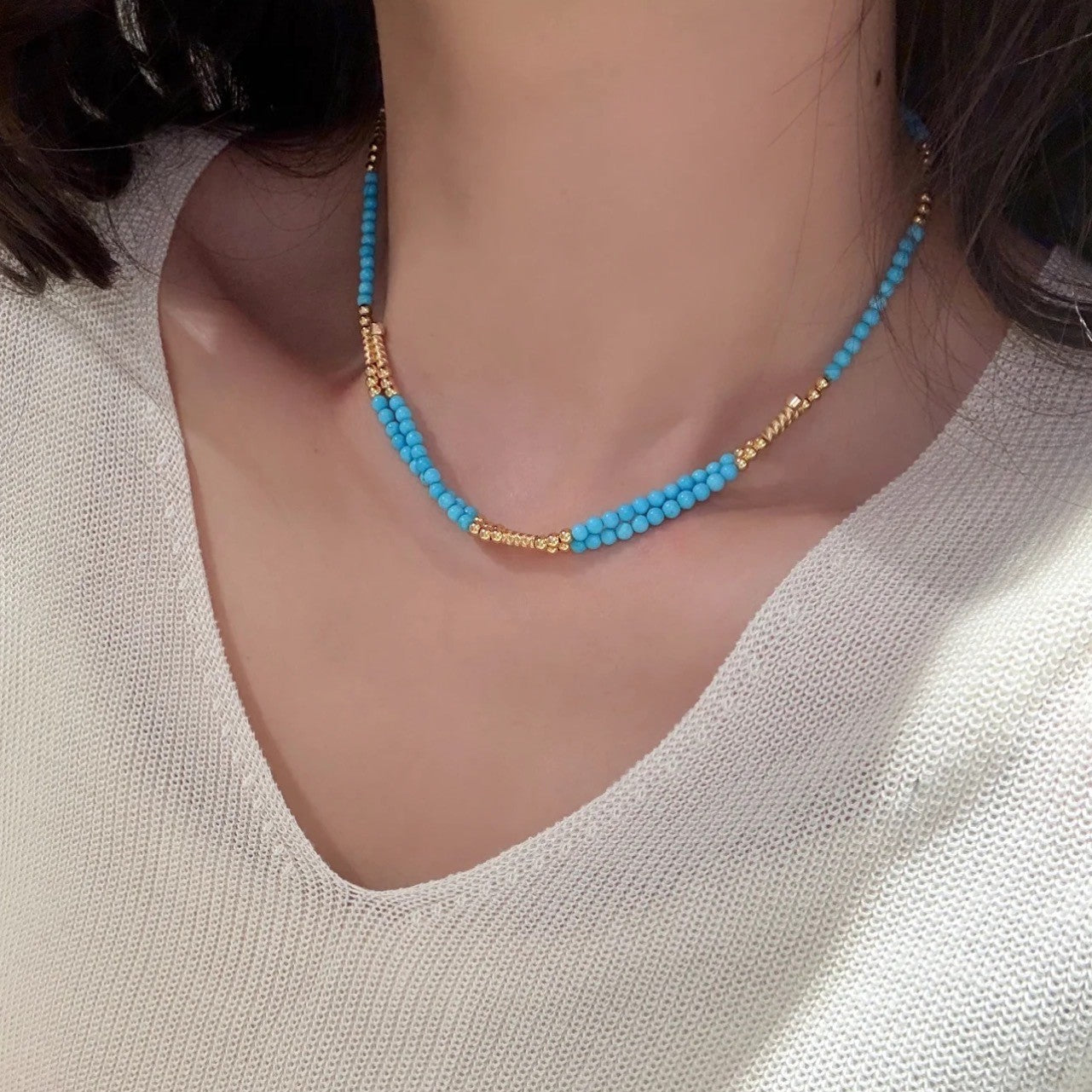 Pure Silver S925 New Chinese Style Magnetic Blue Pine Multi-Way Necklace Niche Design Light Luxury High-End Versatile Collarbone Chain