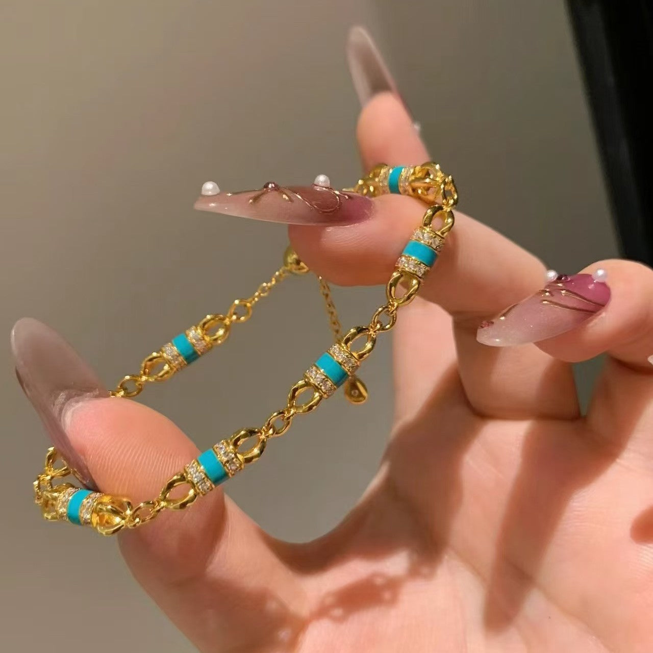 Pure Silver S925 Vintage Light Luxury New Vajra Tiefen Blue Bracelet Fashion Versatile High-end