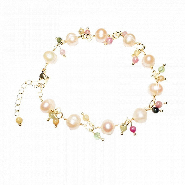 Freshwater Pearl Bracelet with Tourmaline and Labradorite Tourmaline Accessories Color Retention