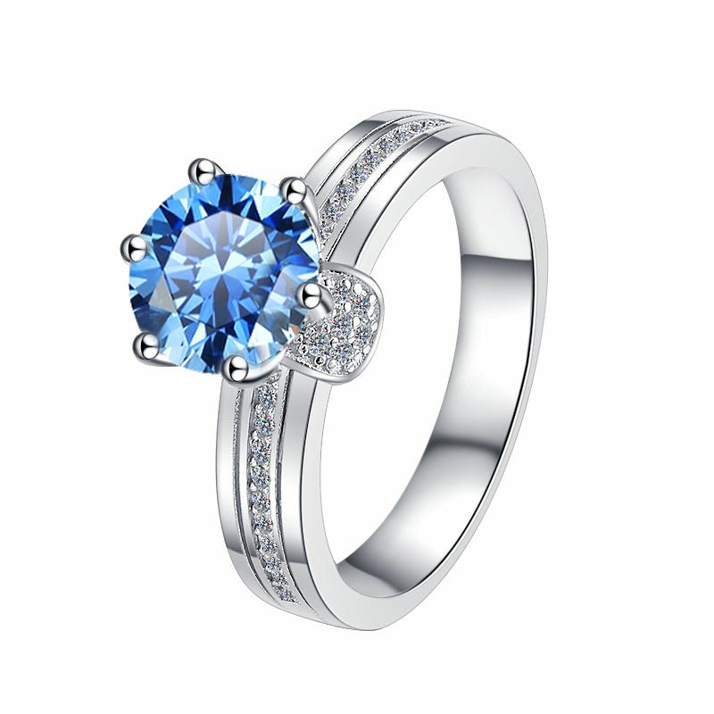 925 Sterling Silver Ring Fashionable High-end Feel Proposal Engagement Adjustable Moissanite Ring Trendy GRA