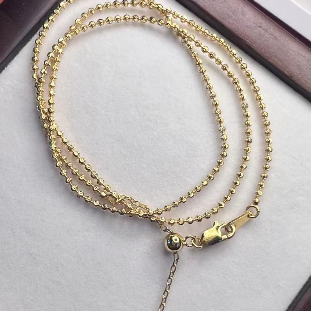 Pure Silver S925 Moon Bead Laser Bead 1.5mm Diameter Adjustable Length Necklace High-end Exquisite