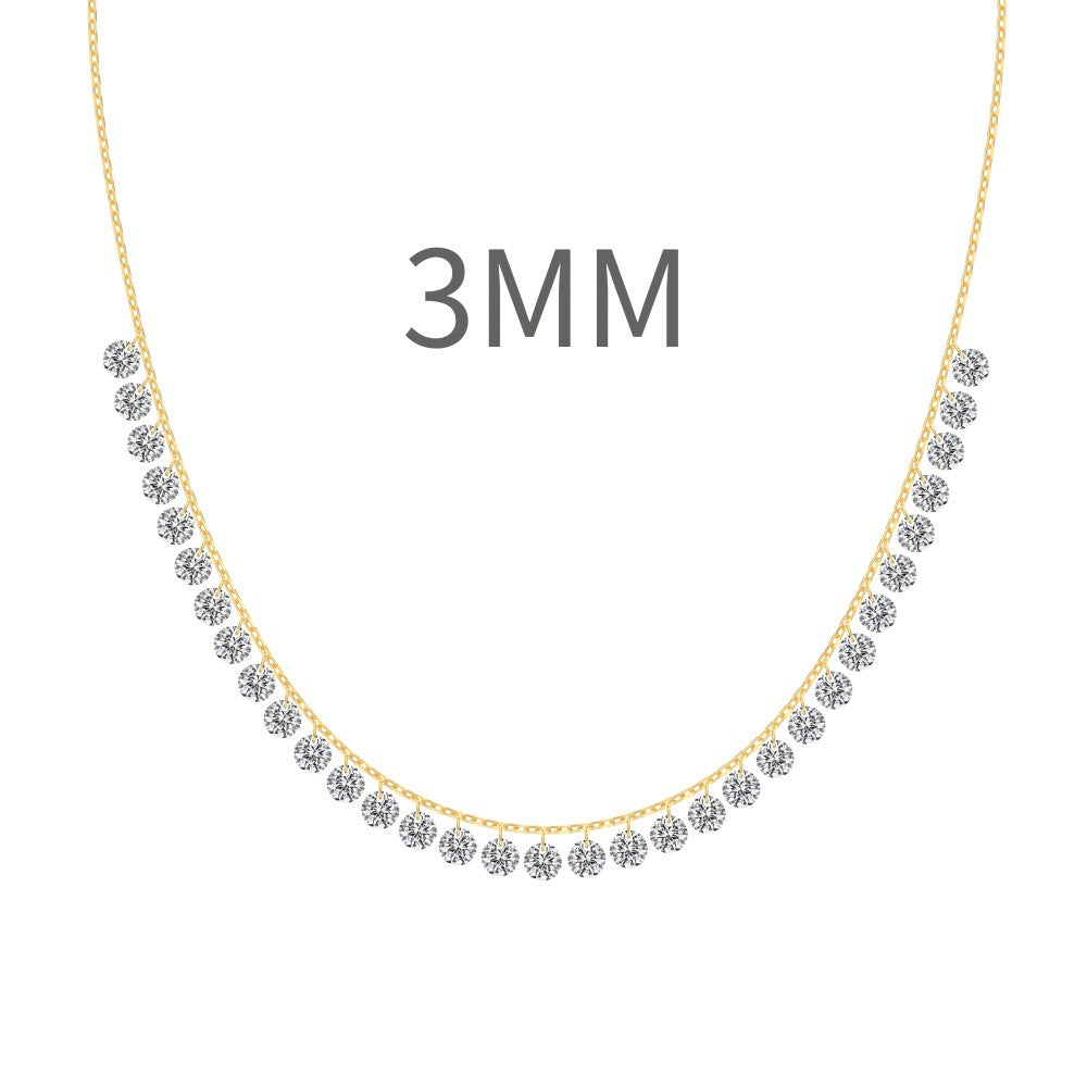 S925 Silver Single Diamond Drilled Water Drop Shape Zircon Multi-size Pendant Necklace Light Luxury High-end Feel Layered Wear
