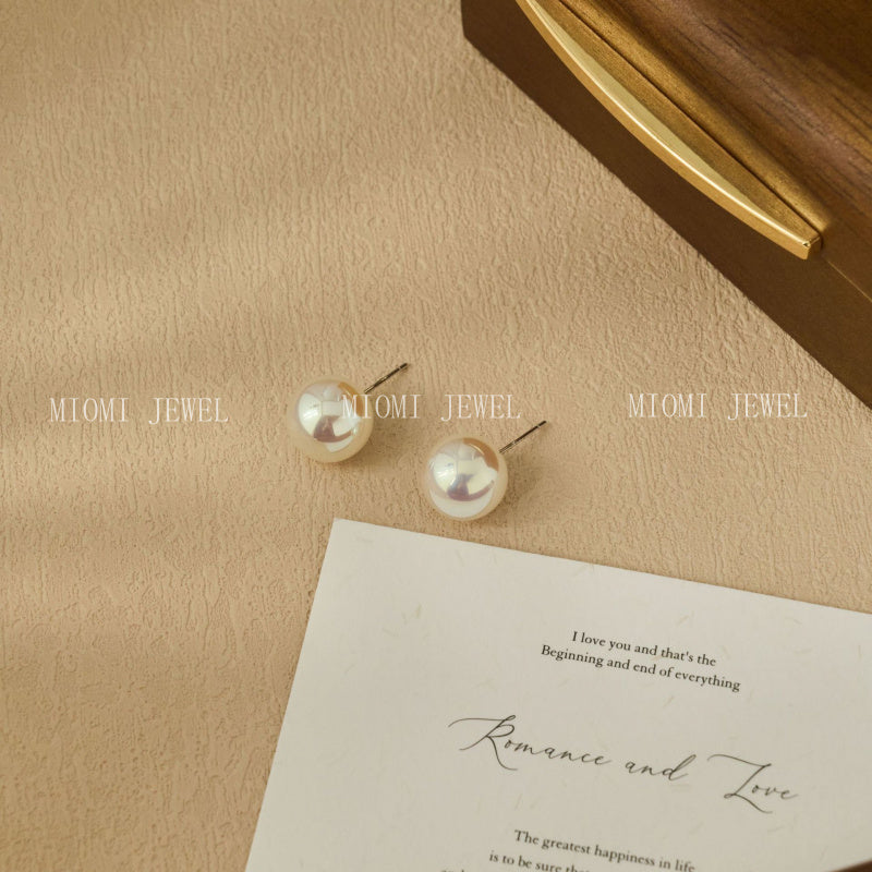 925 Sterling Silver Earrings Elegant Simple Pearl Stud Earrings for Women 2025 Trend Niche Exquisite Earrings Silver Jewelry