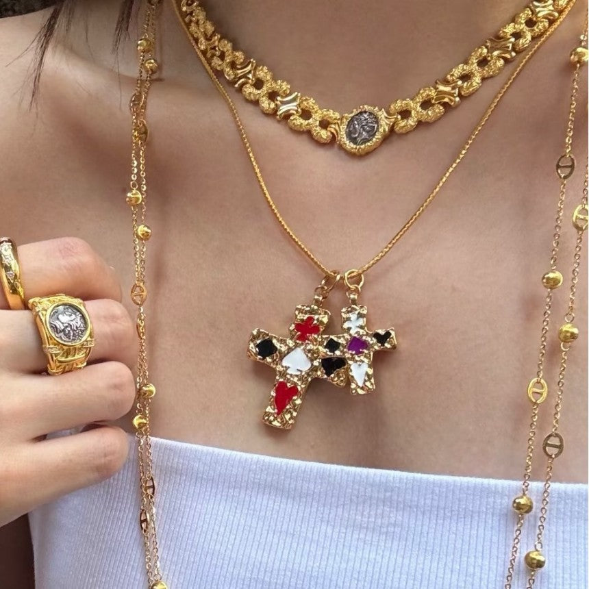 Pure Silver S925 Simple Personality Pig Nose Laser Cat Eye Bead Necklace Sweater Chain Light Luxury High-end Niche Versatile