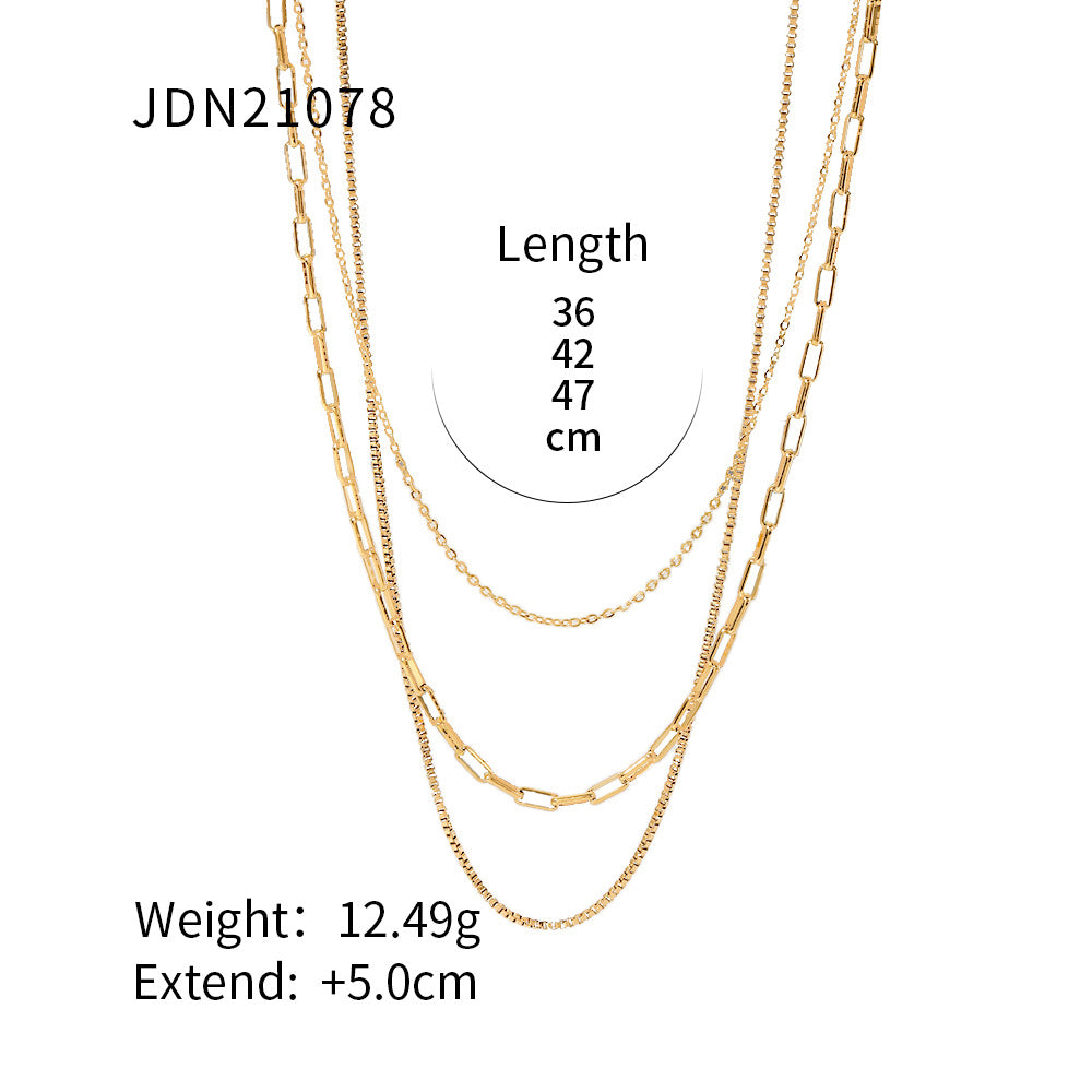 Three-layer Stacked Titanium Steel Necklace Accessories for Women, Light Luxury High-end Clavicle Chain Stainless Steel Jewelry