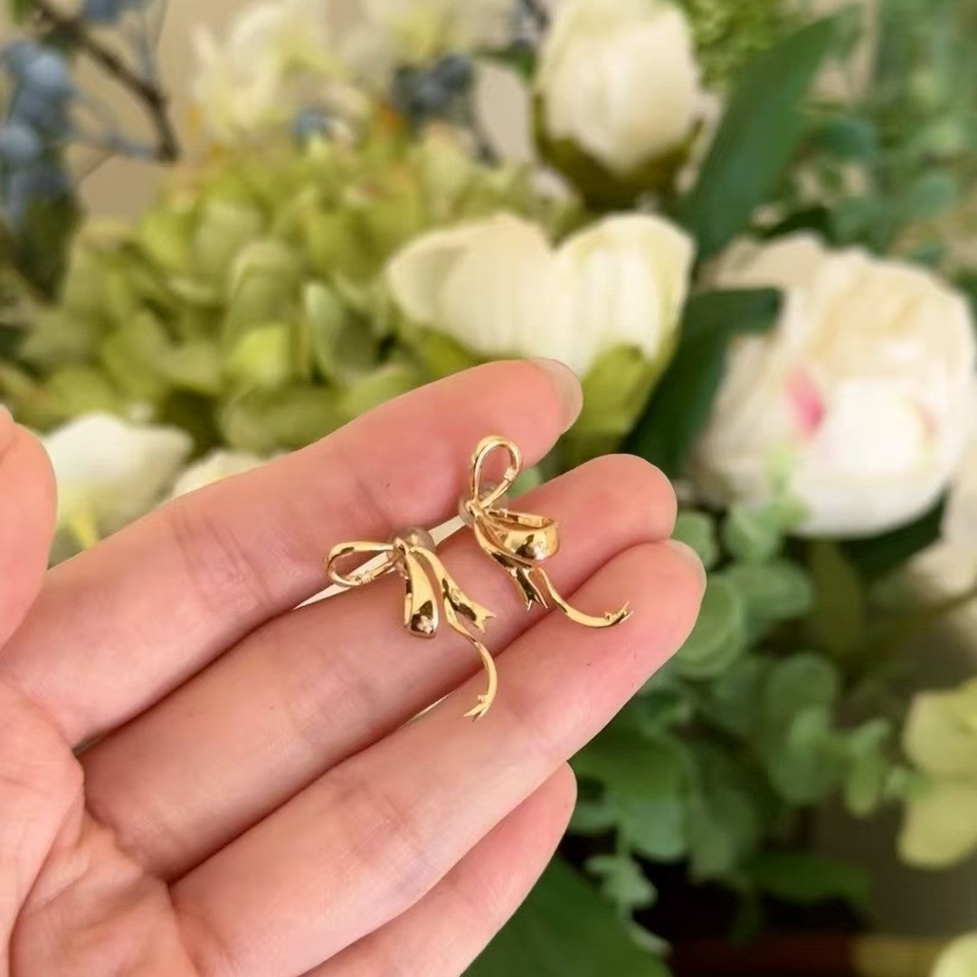 Pure Silver S925 Runaway Princess Bow High Carbon Diamond Earrings Elegant Niche High-end Ear Jewelry