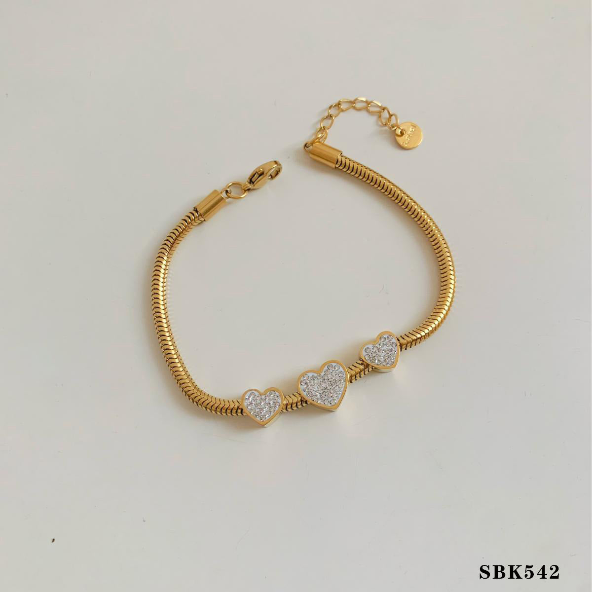 Stackable Bracelet Set Combination Stainless Steel Exquisite Diamond-Encrusted Wide Strap Mesh Chain Heart Bracelet Versatile Set