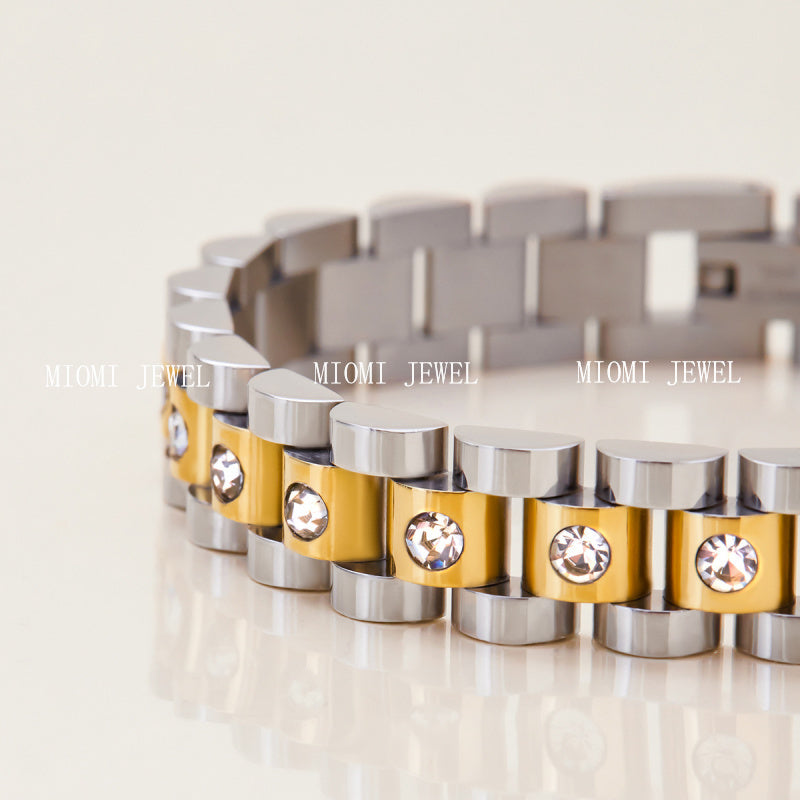 Stainless Steel White Diamond Bracelet Light Luxury High-end Titanium Steel Jewelry Women's Non-fading Jewelry
