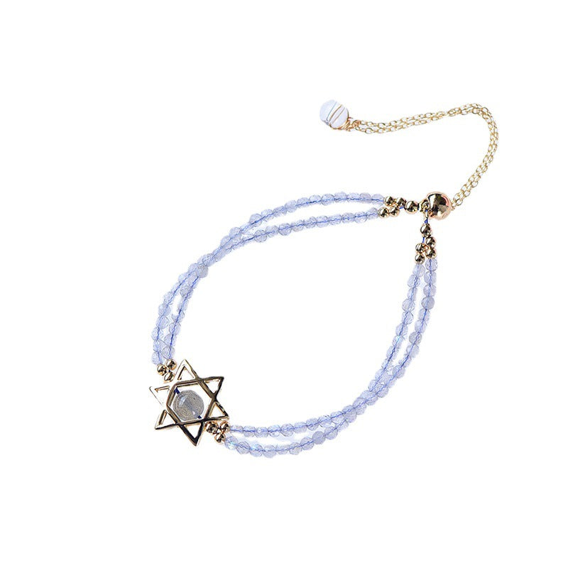 Niche Design Moonstone Bracelet 14K Gold Plated Moon Labradorite Bracelet Simple Adjustable Pull-out Style Women's Gift