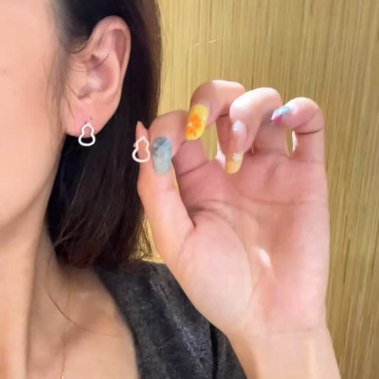 Pure Silver S925 New Chinese Style Gourd Fortune Earrings Elegant Light Luxury Simple High-end Fashion Sense Ear Jewelry