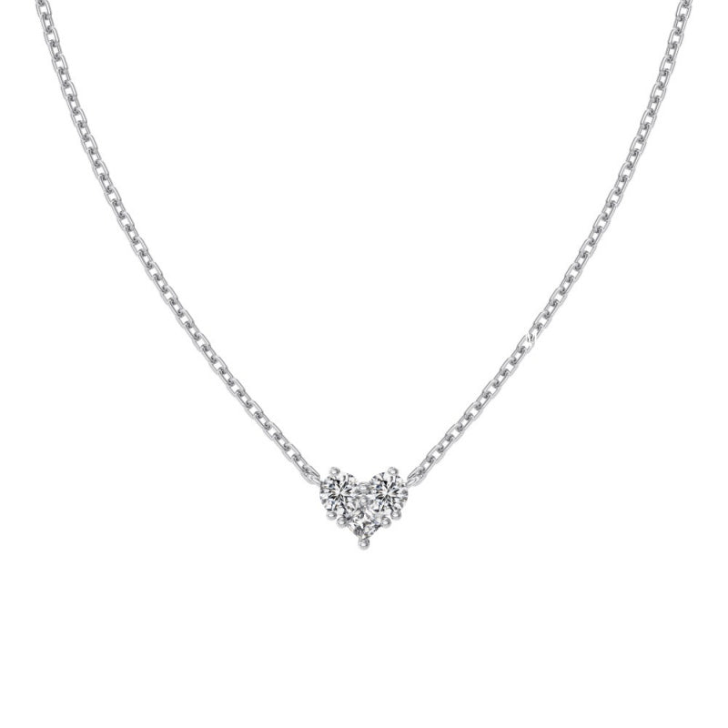 S925 Sterling Silver Heart Necklace for Women Inlaid with Zirconia Unique Niche Design Collarbone Chain